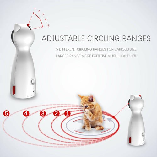 Creative Cat Pet LED Laser automatic rotating cat teaser toy in white
