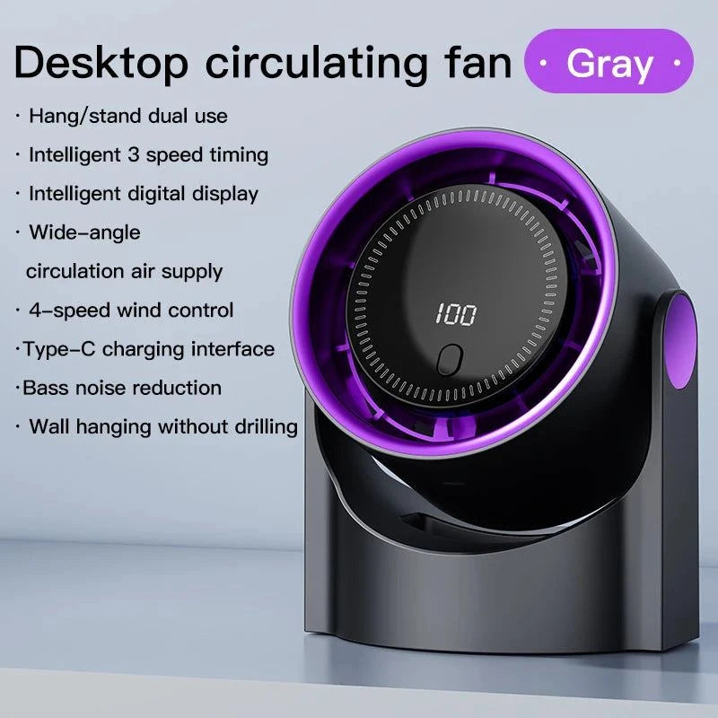 Mini Desktop Circulating Fan ā 4 Speed USB Rechargeable Cooling Fan