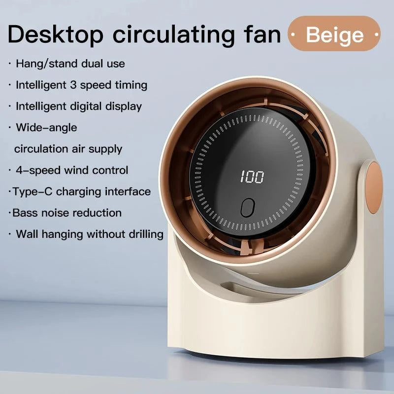 Mini Desktop Circulating Fan ā 4 Speed USB Rechargeable Cooling Fan