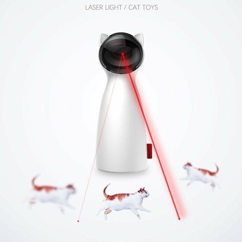 Creative Cat Pet LED Laser automatic rotating cat teaser toy in white