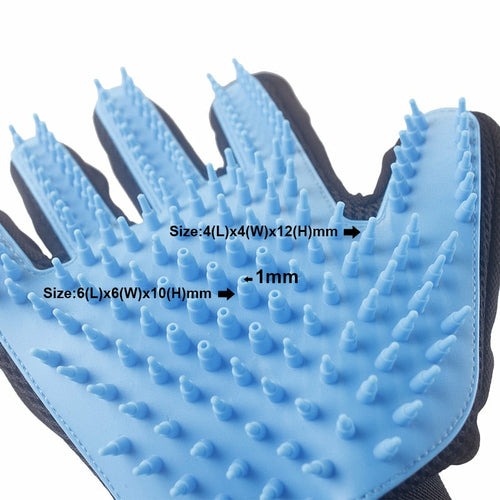 Blue pet dog shower head handheld cat bathing tool with massage gloves and hose attachments