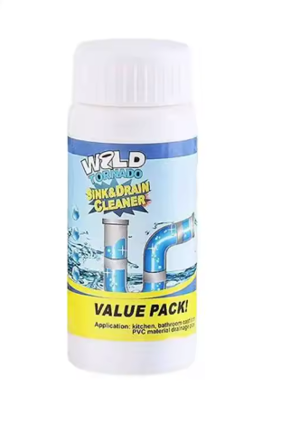 WZLD Sink & Drain Cleaner powder bottle for unclogging drains and odor removal