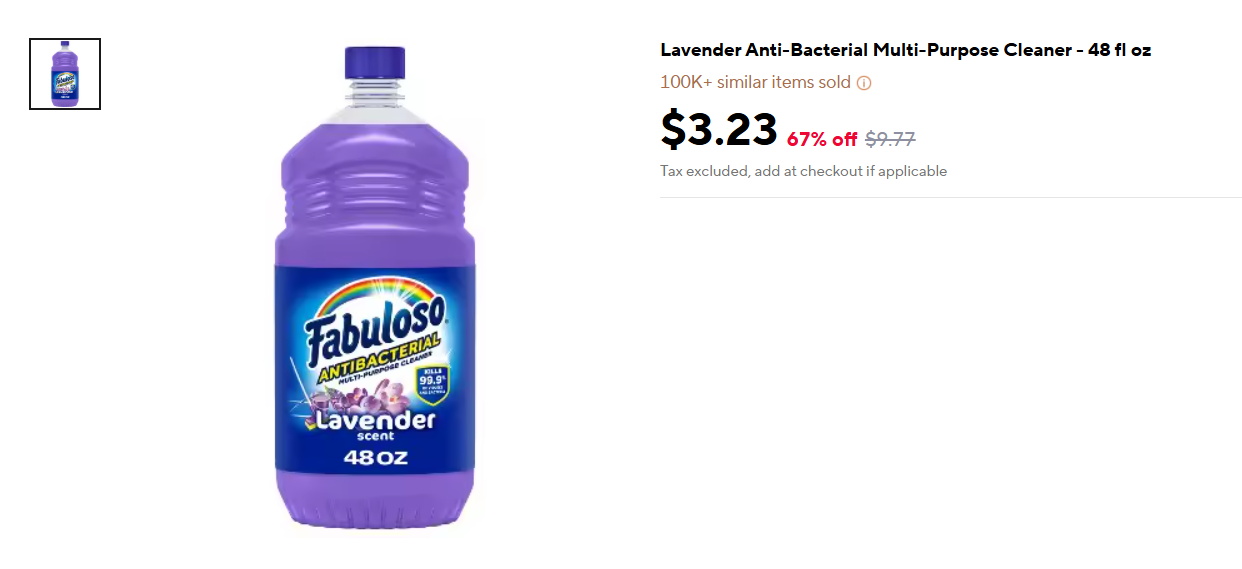 Fabuloso Antibacterial lavender multi-purpose cleaner 48 fl oz bottle with fresh scent