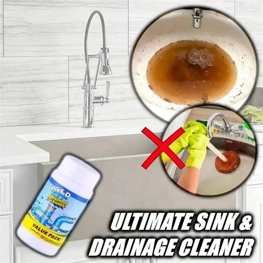 WZLD Sink & Drain Cleaner Powder – Powerful Pipe Unclogging & Odor Remover